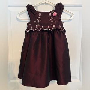Stone Gear Girls Burgundy Floral Embroidered Dress Size 5